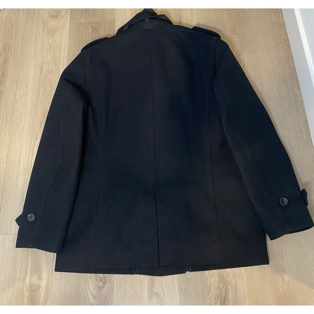 NWT Express‎ Double Breasted Wool Blend Peacoat Black Lined Preppy Coat Men L - Picture 4 of 10